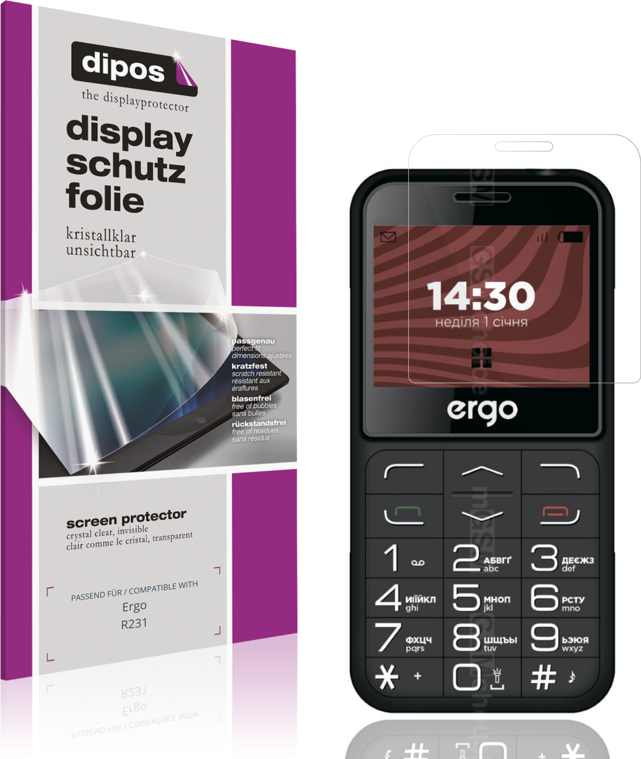 Dipos Screen Protector For Ergo R231 Crystal Clear 4x