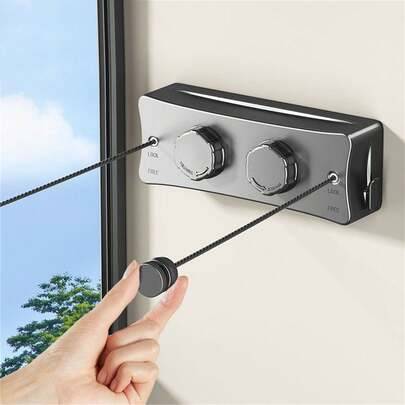 Indoor clothes drying rack Shein Retractable Invisible Clothesline Indoor Balcony Steel Wire Drying Rope