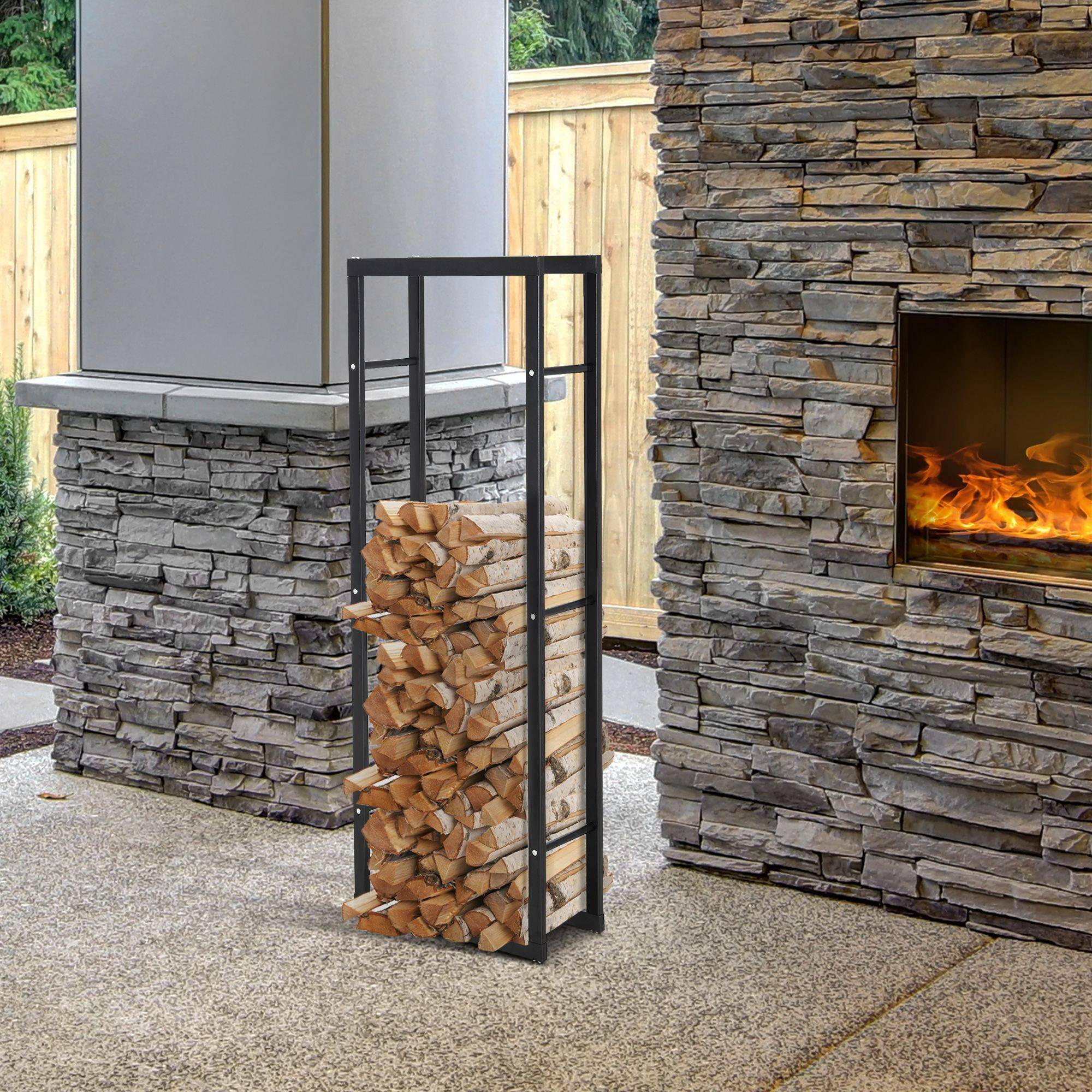 Homcom 150cm Metal Firewood Log Holder Rack