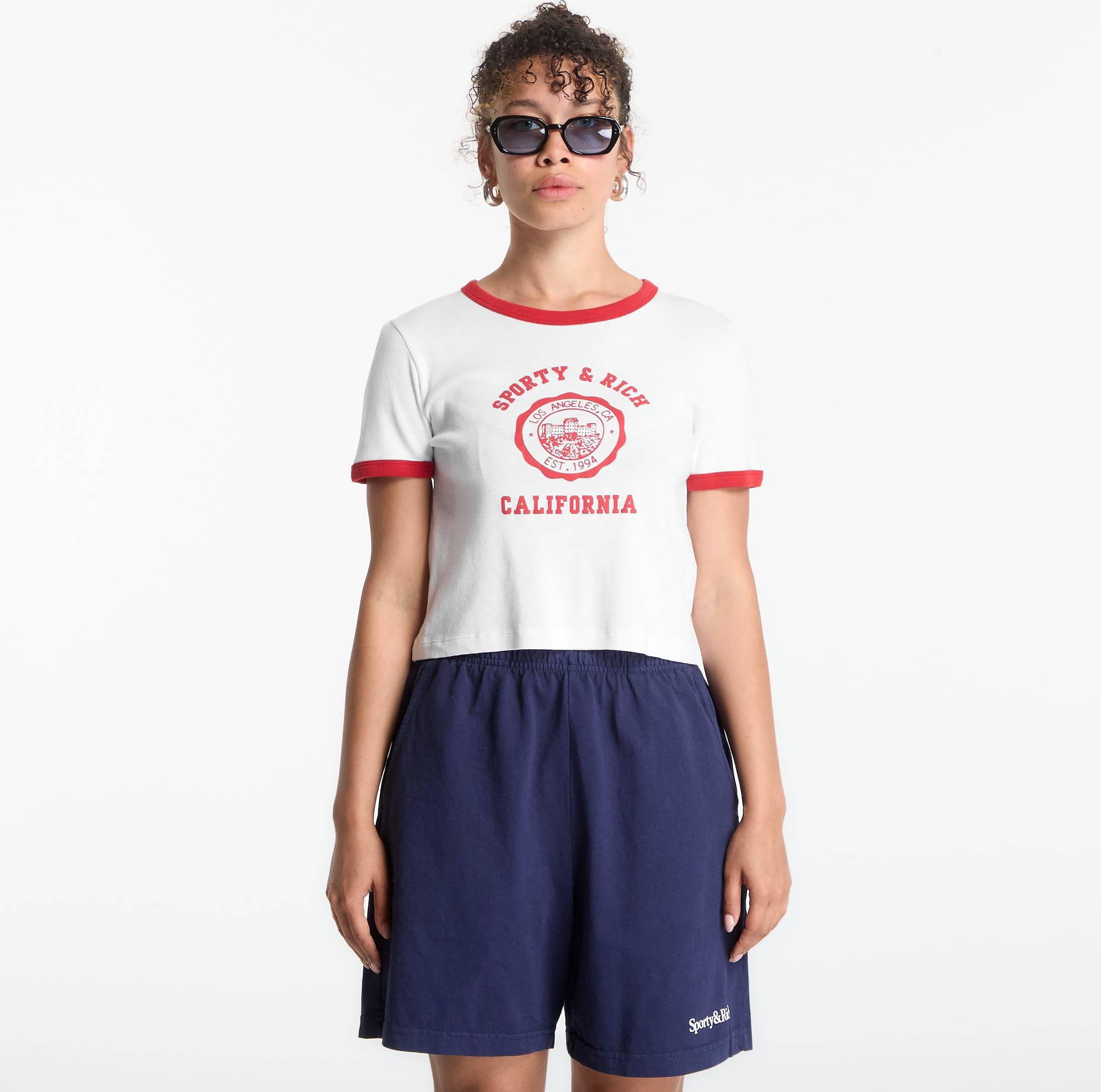 California Emblem Soft Ringer Tee T-Shirt White/Ruby