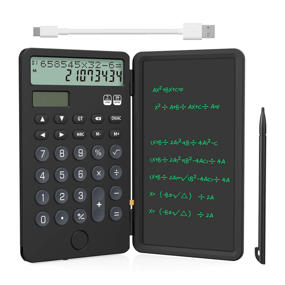 Saudism Portable Calculator With Notepad 2-Line 12-Digits