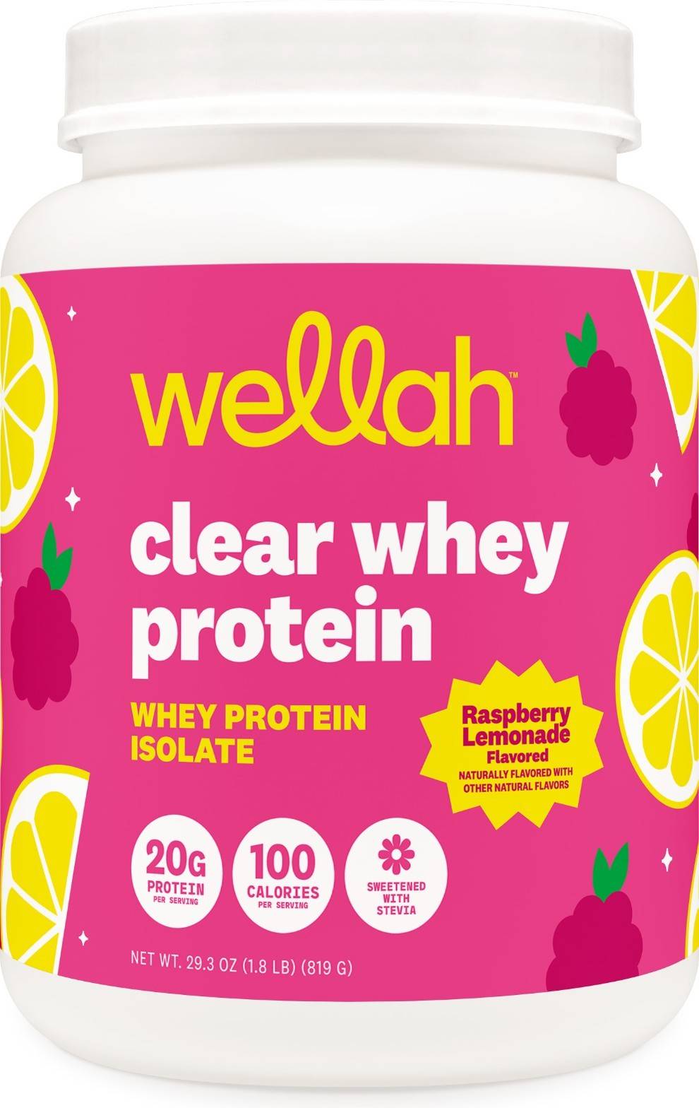 Clear whey protein Wellah Clear Whey Protein Isolate Powder Raspberry Lemonade 30 Servings