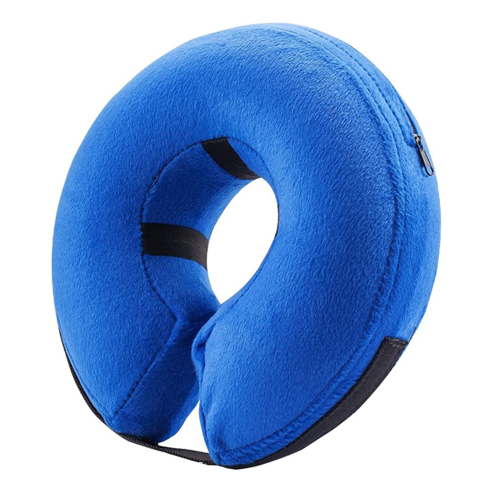 Exogio Protective Inflatable Collar Soft Pet Recovery Does Not Block Vision Blue L