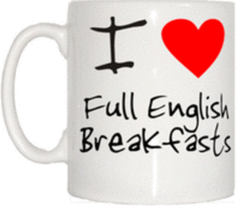 TeeTreeDesigns I Love Heart Full English Breakfasts Mug Cup