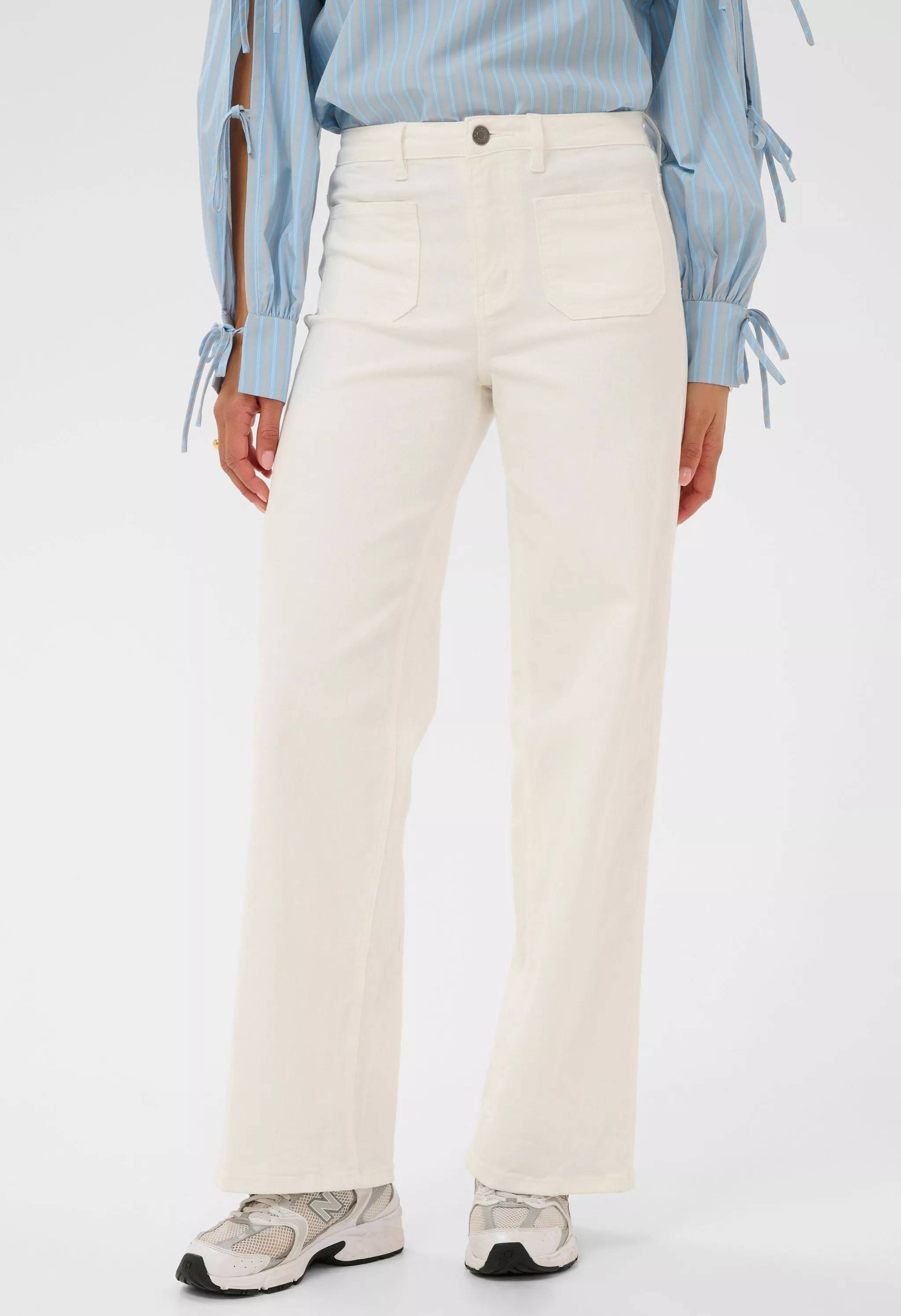 Kaffe Brook High-Rise Wide Leg Jeans - Chalk