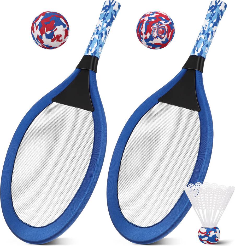 VILLCASE 2Pairs Blue Tennis Badminton Racket Set