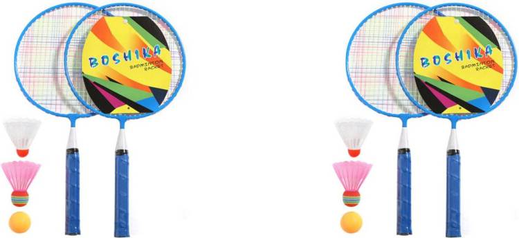 Solustre Blue Badminton Racket Set 2 Sets