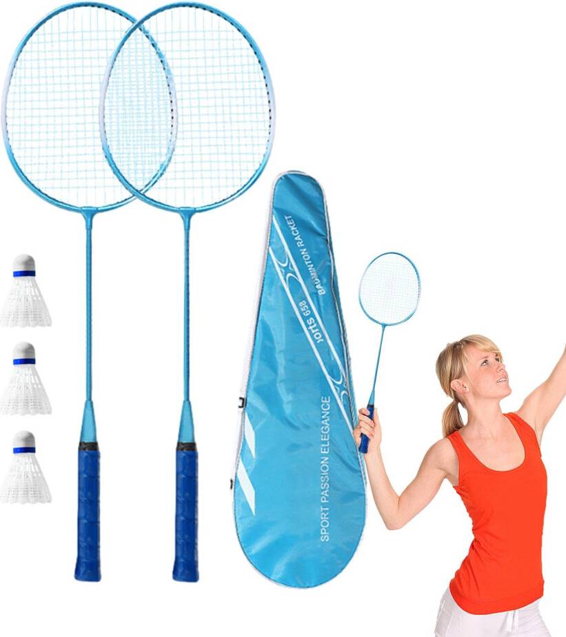 Badminton Racket Set Blue Bag 3 Shuttlecocks