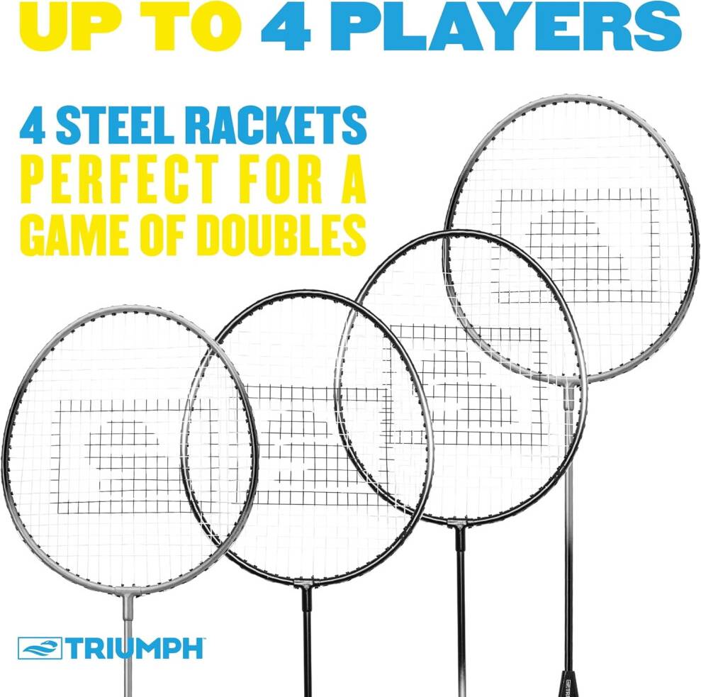 4-Player Badminton Set with Steel Rackets
