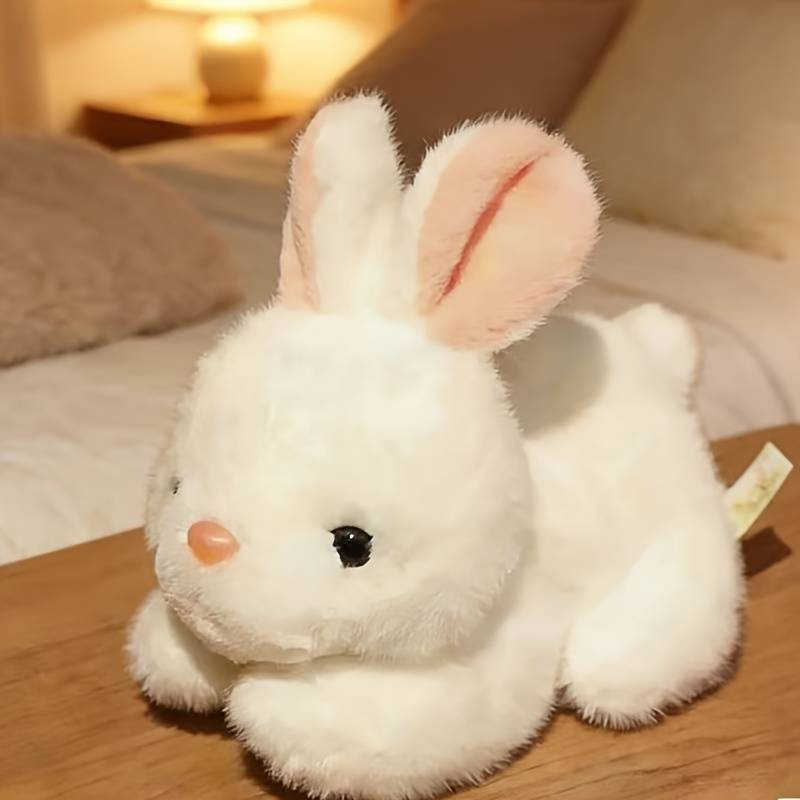 Temu Realistic Cute White Rabbit Plush Toy