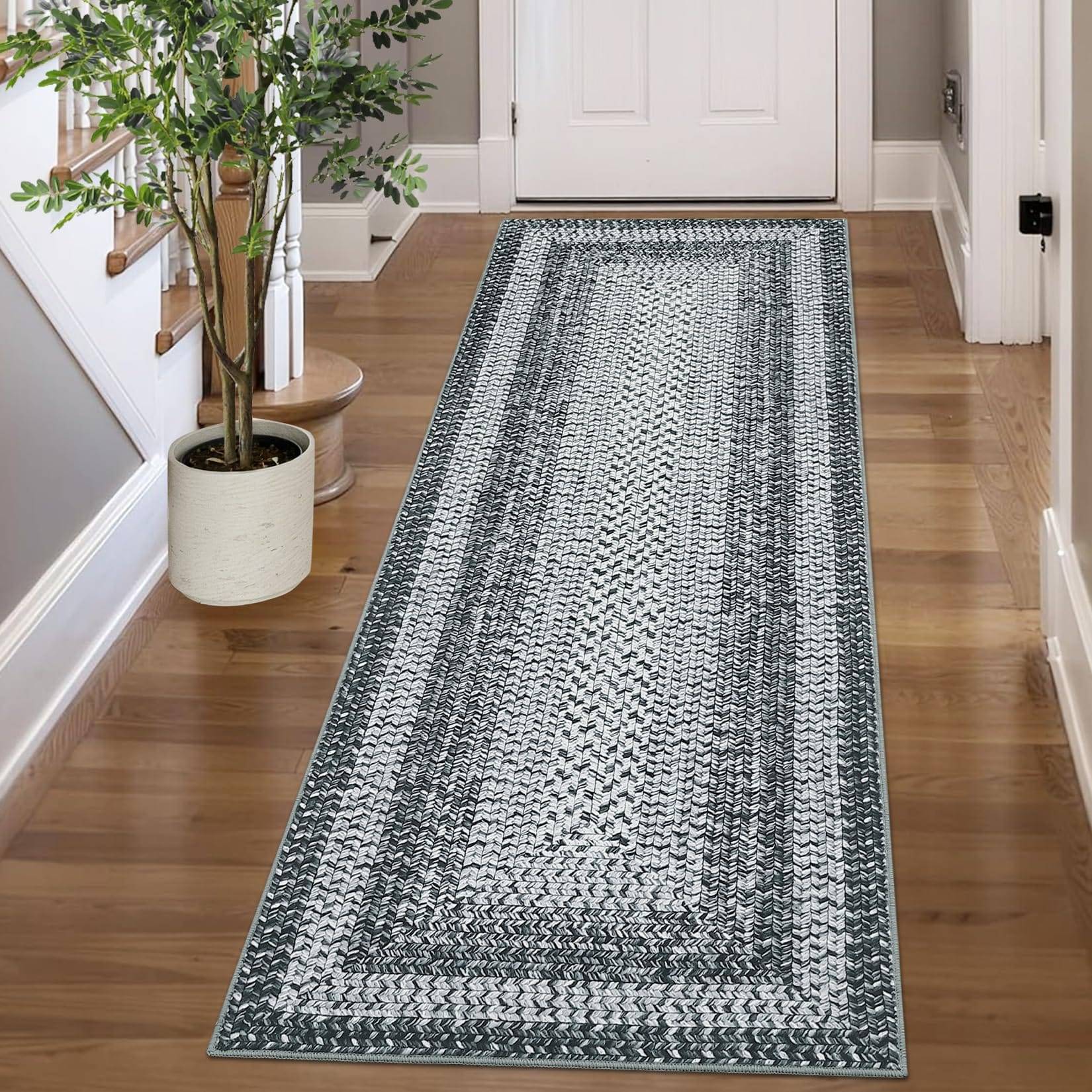 IDEALHOUSE Geometric Pattern Area Rug 2x8 ft Gray 24x96"