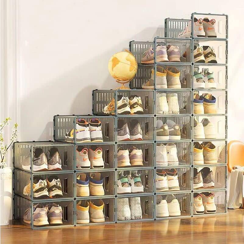 Storage boxes for shelves Clear Plastic Organizer Storage Boxes Shoe Rack