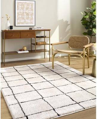 Livabliss Elle Decor Rivoli 2 x 3 Flatweave Polyester Cream Rectangular Area Rug Black