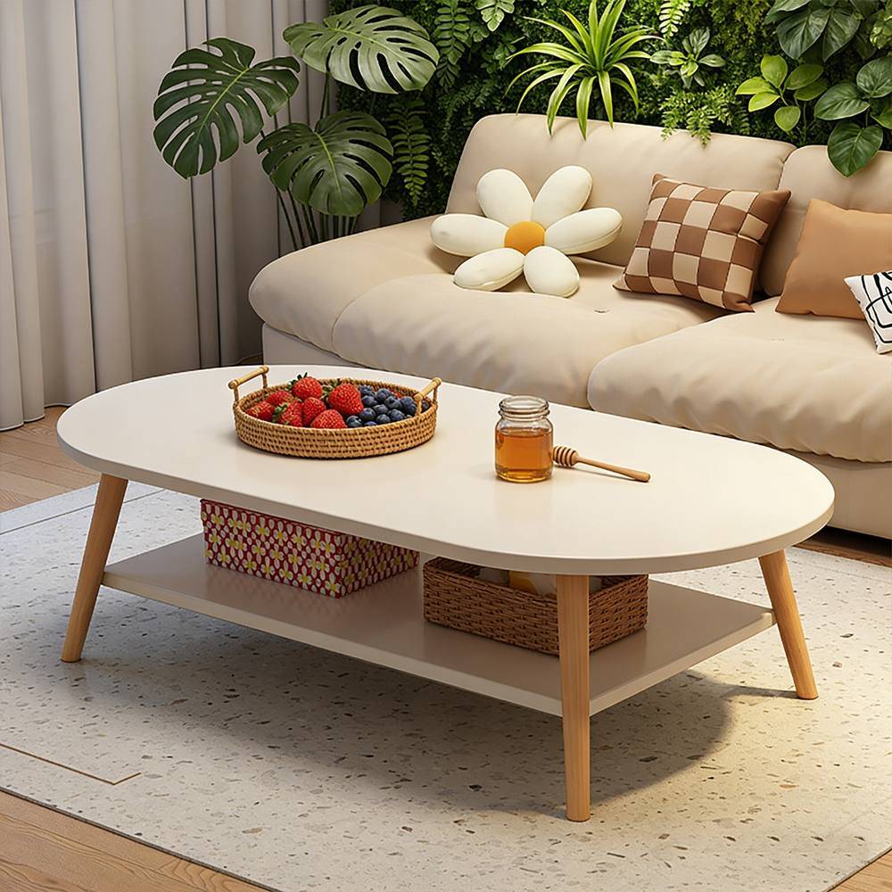 Modern Two-Layer White Coffee Table
