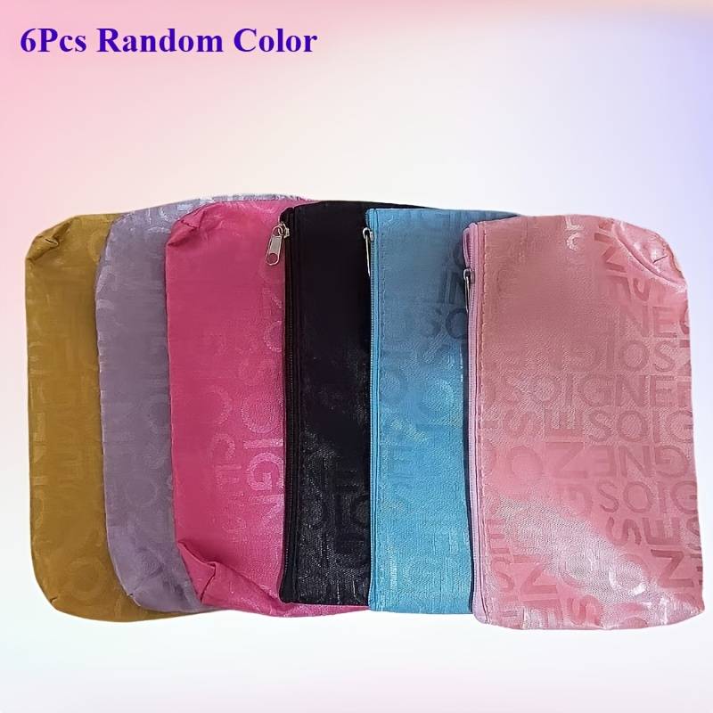 Temu Random Color Elegant Large Capacity Makeup Bag Letter Design - Multifunctional