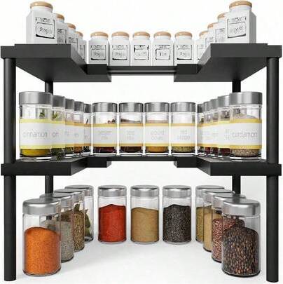 Spice rack organizer Shein Expandable Bamboo Spice Rack Organizer
