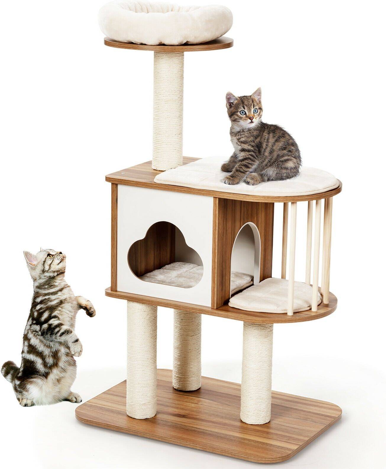 Brown cat tree SlickBlue Multi-Level Brown Plush Cat Tree
