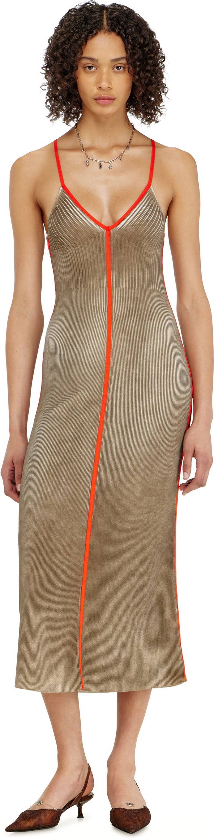 Diesel Robe Midi Maille Côtelée Bandes Contrastées - Polychrome