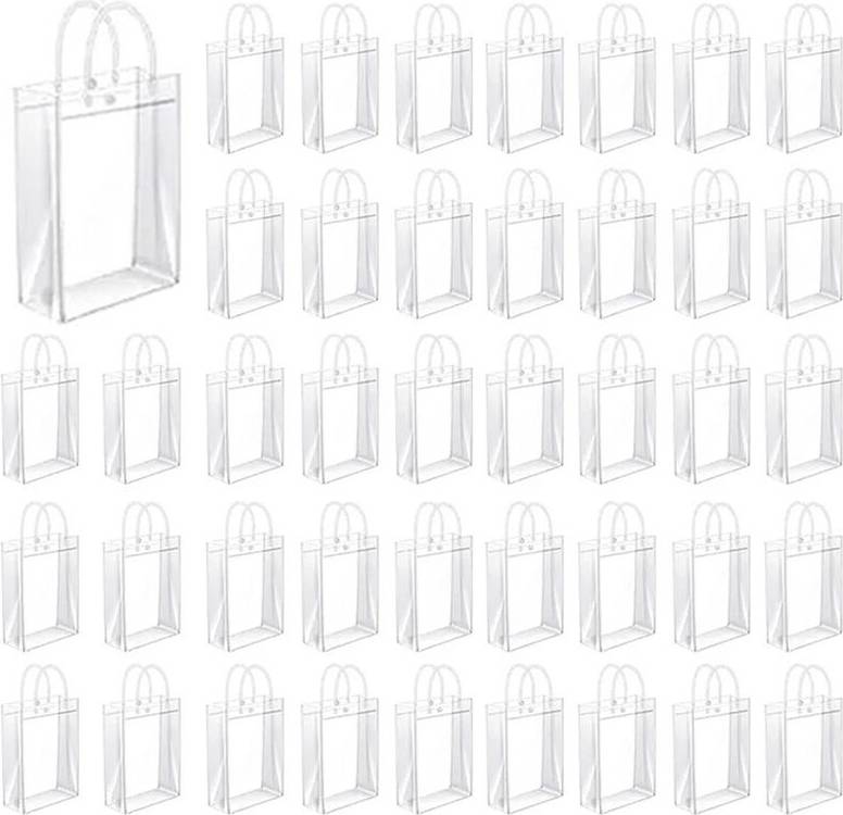 Typecat 200PCS Clear PVC Tote Bags with Handles