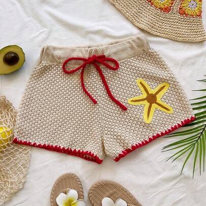 Shein Starfish Pattern Drawstring Waist Knit Shorts