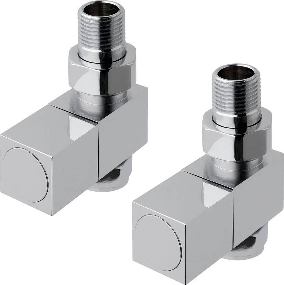 Solaro 15mm Rectangular Straight Radiator Valves Chrome