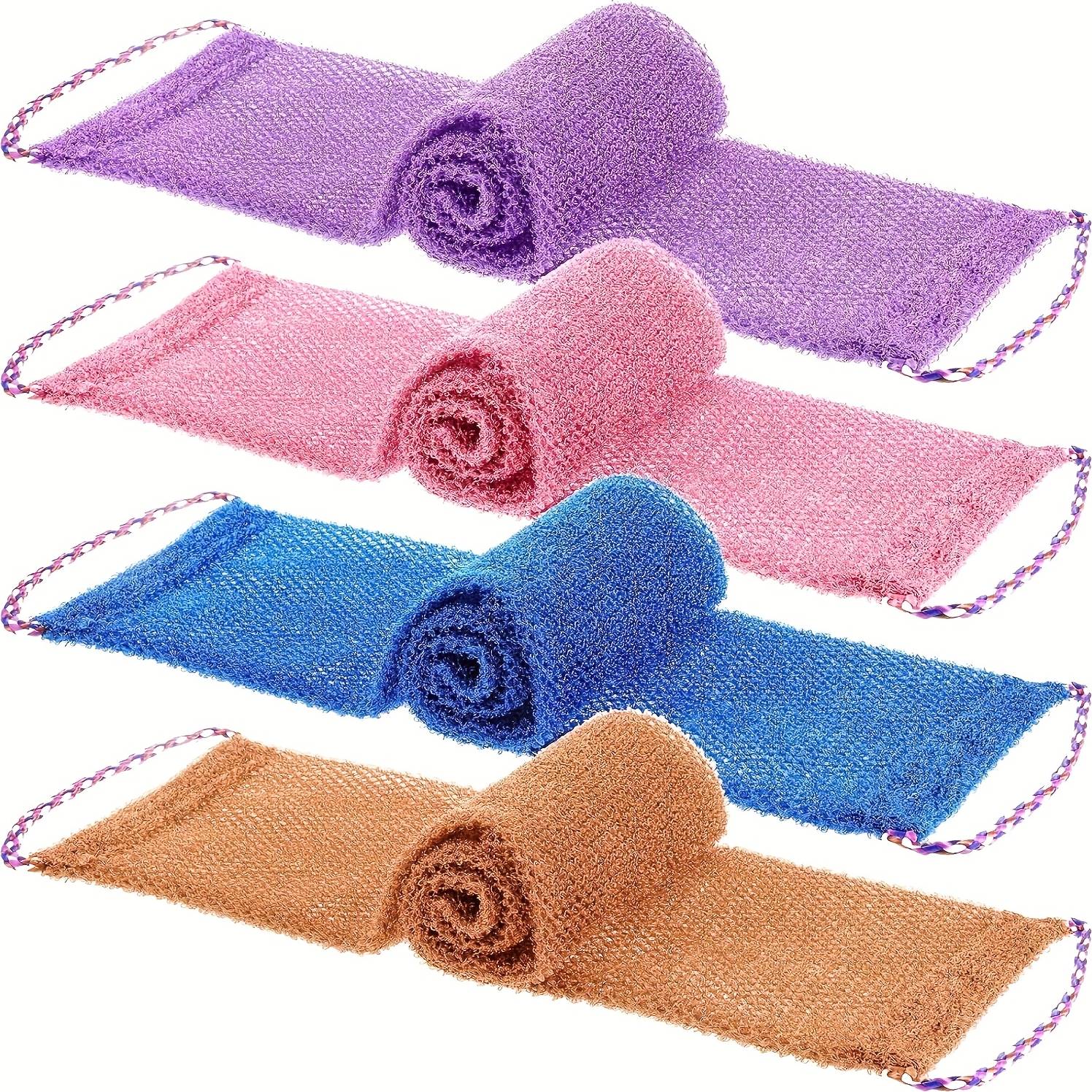 Temu 4pcs African Exfoliating Mesh Sponge With Drawstring