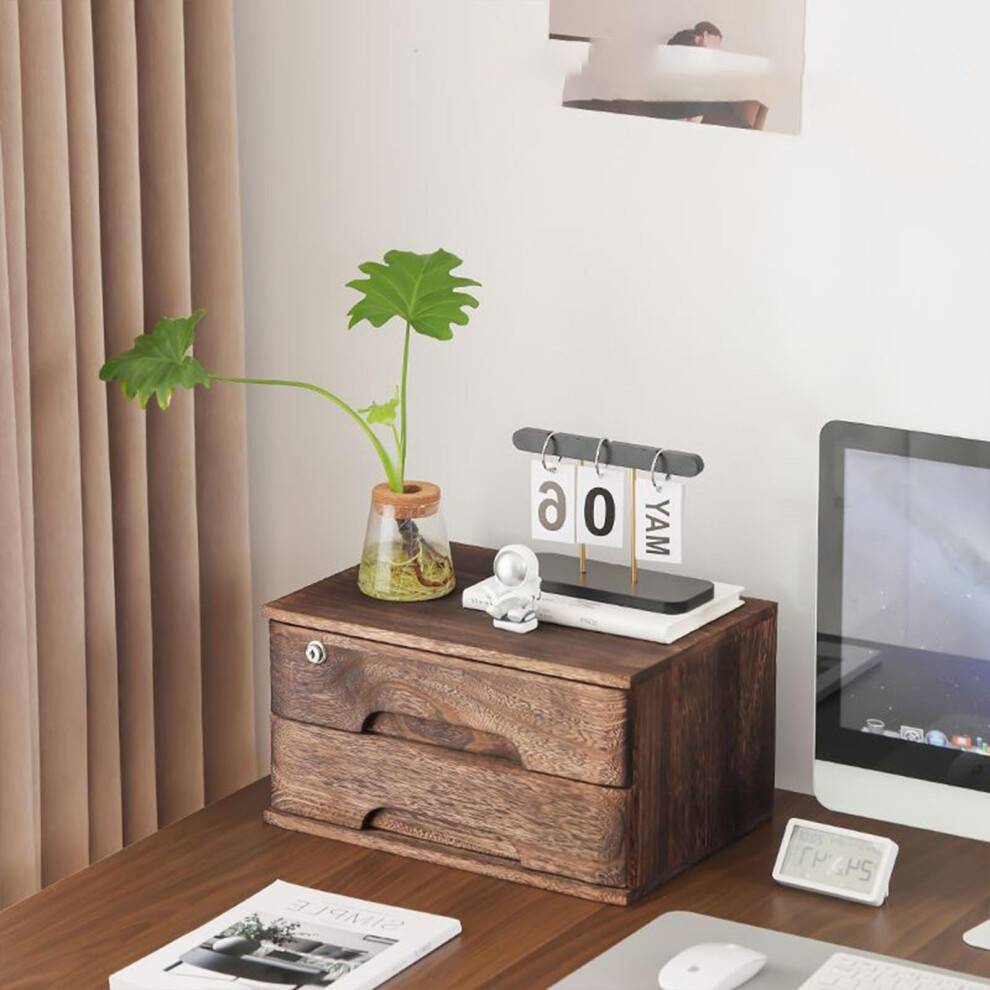 A4 storage boxes Solid Wood File Nizer Lockable Desktop Storage Box