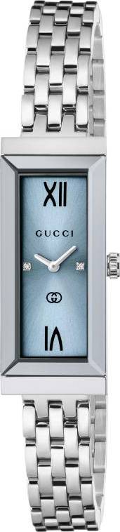 Gucci G-Frame Rectangular Light Blue Diamond Dial Stainless Steel Watch