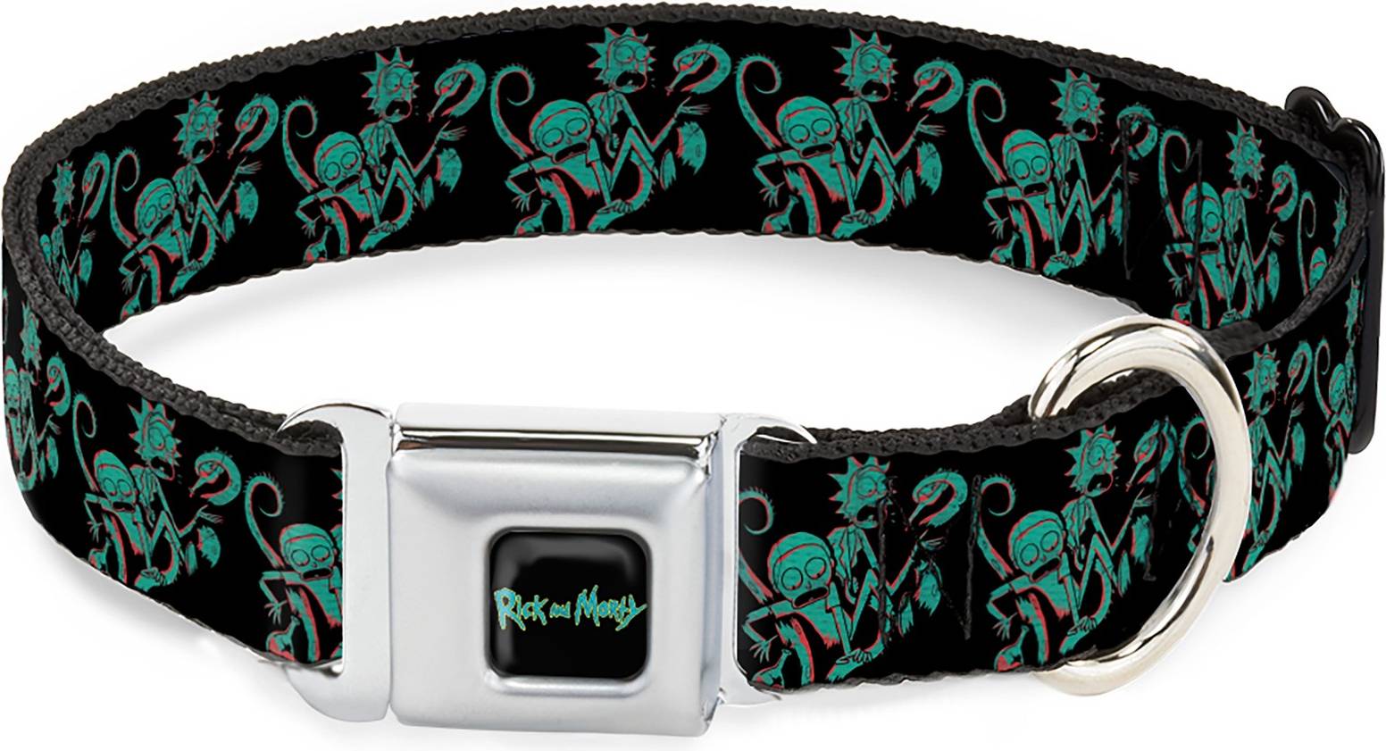 Rick and Morty Dog Collar RMYA-RICK Text Logo Full Color Black/Blue