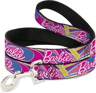 Barbie Dog Leash Script Signature Logo Abstract Multi Color White