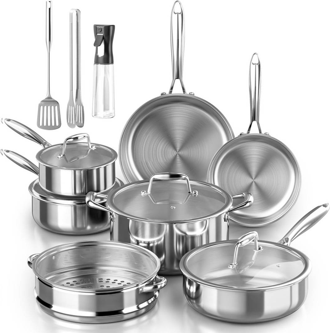 Kitchen cookware Belfry Kitchen 14 Pieces Stainless Steel Cookware Set Cookware Set