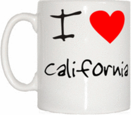 TeeTreeDesigns I Love Heart California Mug Cup