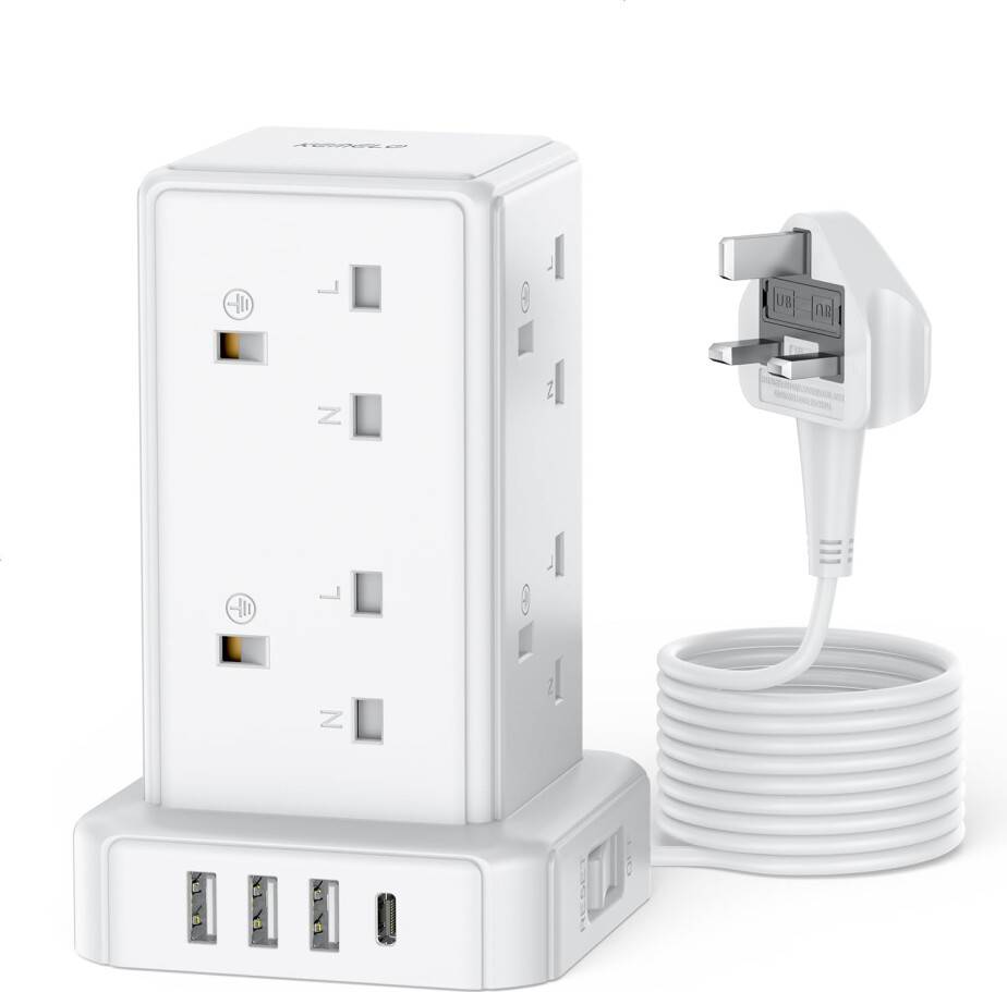 Extension lead with switch Tower Extension Lead 8 Way Multi Plug Mini Power Strip