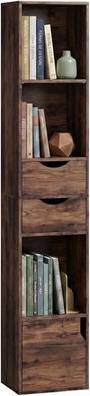 Homcom Adjustable Bookcase With Drawers 158 Cm Rustic Brown Book Shelf