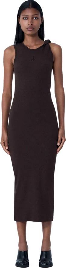 Logo Motif Rib Dress Robe Côtelée - Brun