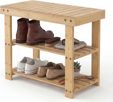 19-In Bamboo Bench Storage Organizer