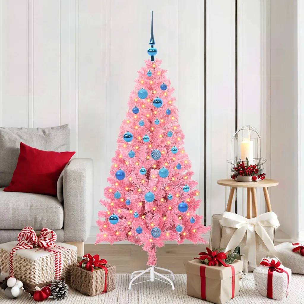 vidaXL 150 cm LED Lampor Rosa PVC Julgran