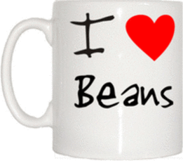 TeeTreeDesigns I Love Heart Beans Mug Cup