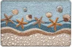 Shein Starfish Shell Pattern Floor Mat Beach Bathroom Rug Beige, Blue, Multicolour