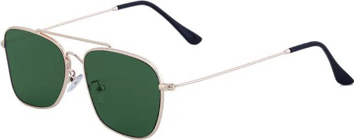 Basic Solid Color Pc Square Full Frame Sunglasses - C6 Gold Frame Green