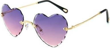 Gradient Gradient Rimless Heart Sunglasses Women