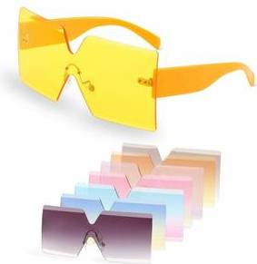 Oversized Square Transparent Sunglasses Rimless Frame Candy Color