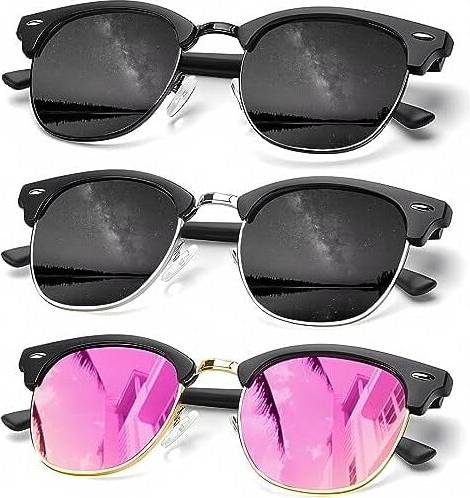 Polarized Semi-Rimless Frame Retro Sunglasses UV Blocking