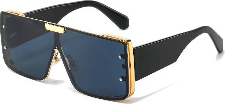 Elegant Basic Solid Color PC Square Full Frame Sunglasses - Gold Frame