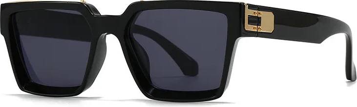 Simple Style Solid Color Pc Square Full Frame Sunglasses - Black Frame Gold
