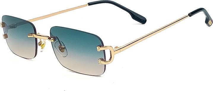 Retro Rimless Sunglasses Metal Rectangle Gold Frame - UV400