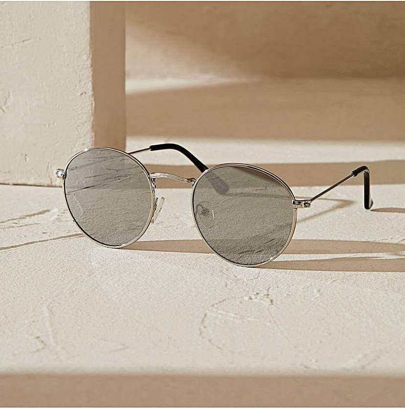 Simply Be Silver Rounded Sunglasses