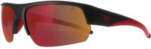 Semi Rimless Mens Matte Metallic Grey Red Mirror Polarized