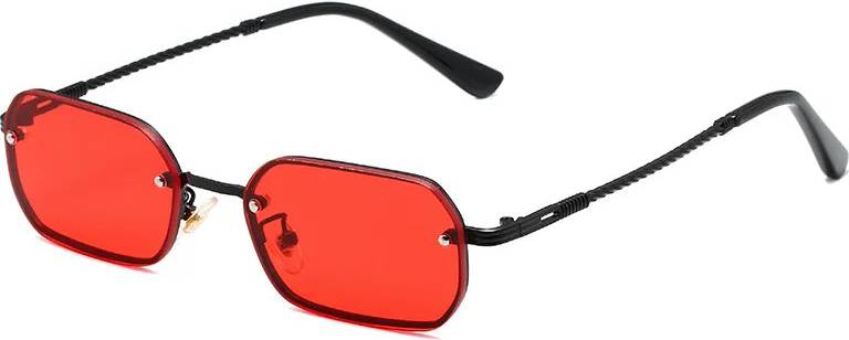 Simple Style Color Block Pc Square Full Frame Sunglasses - Black Frame Red Film