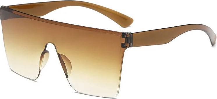 Solid Color PC Square Frameless Sunglasses - C03 Gradient Tea